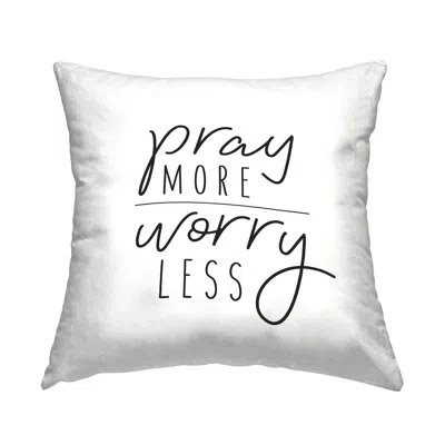 Stupell Industries Pray More Worry Less Sentiment Minimal Text Decorative Printed Throw Pillow By Jessica Mundo