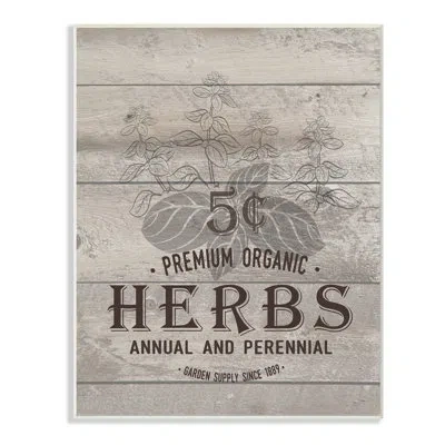 Stupell Industries Premium Organic Herbs By Lettered And Lined  - Picture Frame Textual Art Print In Plaque