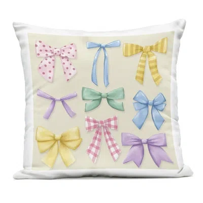 Stupell Industries Pretty Bows Differing Patterns Outdoor Printed Pillow Design By Jilly Jack Designs In Yellow