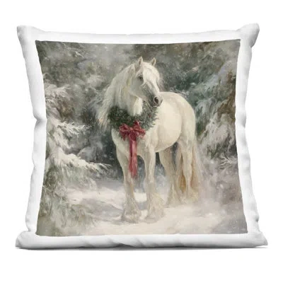 Stupell Industries Pretty Christmas Mare Decorative Printed Throw Pillow, Design By Tina Lecour, 18 X 7 X 18 In White
