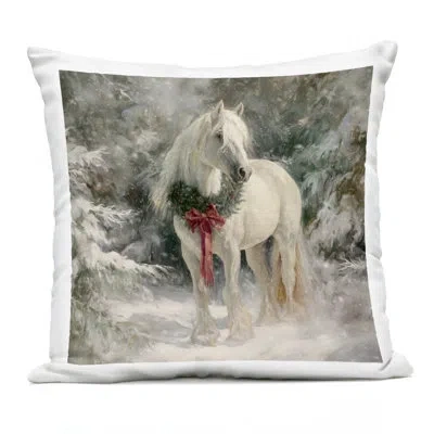 Stupell Industries Pretty Christmas Mare Outdoor Printed Pillow, Design By Tina Lecour, 18 X 7 X 18 In White