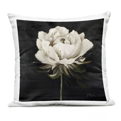 Stupell Industries Pretty Delicate Bloom On Black Outdoor Printed Pillow, Design By Patricia Pinto, 18 X 7 X 18