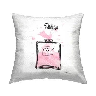 Stupell Industries Pretty Pink Watercolor Perfume Bottle Splash Outdoor Printed Pillow By Amanda Greenwood