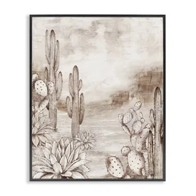 Stupell Industries Prickly Elegance Cacti Framed Giclee, Design By Luna Mavis In Midnight Black Framed Giclee