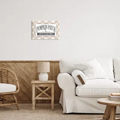 Stupell Industries Pumpkin Patch Country Sign Autumnal Beige Plaid By Lettered And Lined - Floater Frame Textual Art On In Unframed