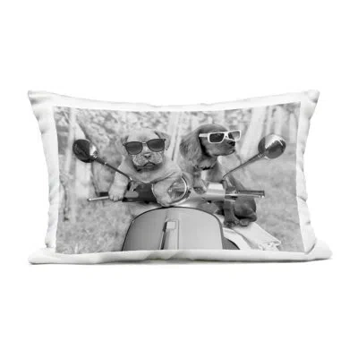 Stupell Industries Puppy Motorcycle Riding Buddies Outdoor Printed Pillow, Design By Marcus Prime In Black