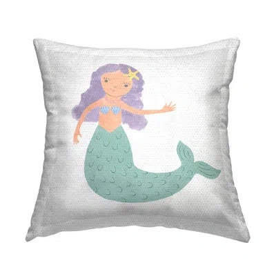 Stupell Industries Purple Hair Mermaid Printed Outdoor Throw Pillow Design By Carrie Cantwell In White;purple