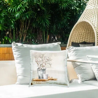 Stupell Industries Pussy Willow Still Life Printed Outdoor Throw Pillow Design By Ann Bailey In Beige