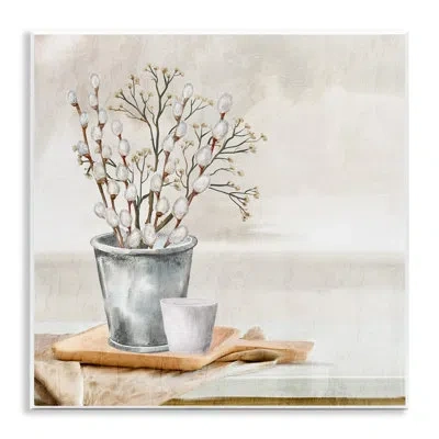 Stupell Industries Pussy Willow Still Life Wall Plaque Art By Ann Bailey In Beige