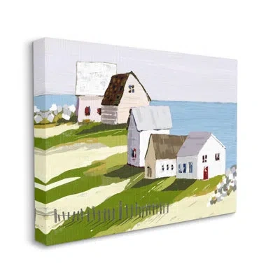Stupell Industries Quaint Seaside Cottages Overlooking Vast Ocean Landscape By Tina Finn - Floater Frame Painting On Ca In Wrapped Canvas