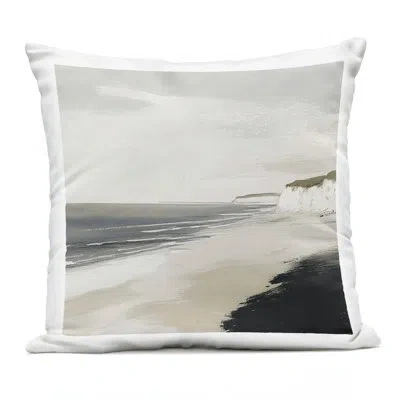 Stupell Industries Quiet Cove Impression Outdoor Printed Pillow Design By Mona Grace In Beige,black Sands