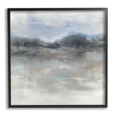 Stupell Industries Quiet Distant Landscape Misty Water Reflection By K. Nari - Floater Frame Painting On Canvas In Midnight Black Framed Giclee