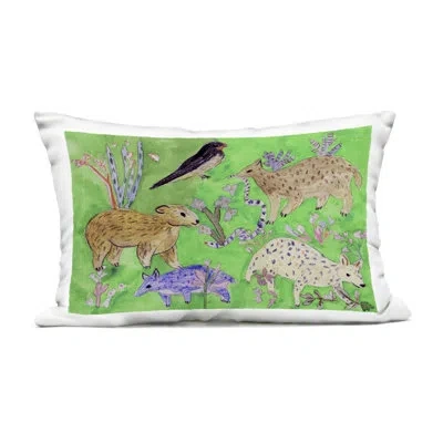 Stupell Industries Quirky Meadow Animals Outdoor Printed Pillow Design By Melissa Wang In Green,brown Animals