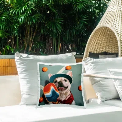 Stupell Industries Rabbit In Relaxing Bubble Bath Outdoor Printed Pillow, Design By Lucia Heffernan