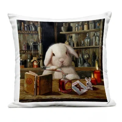 Stupell Industries Rabbit In Relaxing Bubble Bath Outdoor Printed Pillow, Design By Lucia Heffernan