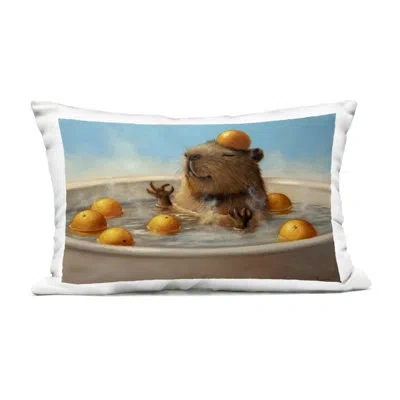 Stupell Industries Rabbit In Relaxing Bubble Bath Outdoor Printed Pillow, Design By Lucia Heffernan