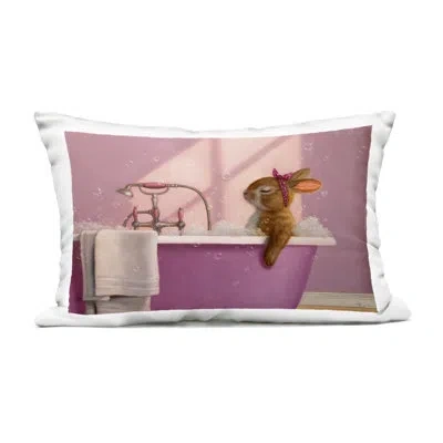 Stupell Industries Rabbit In Relaxing Bubble Bath Outdoor Printed Pillow, Design By Lucia Heffernan