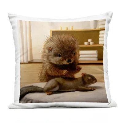 Stupell Industries Rabbit In Relaxing Bubble Bath Outdoor Printed Pillow, Design By Lucia Heffernan