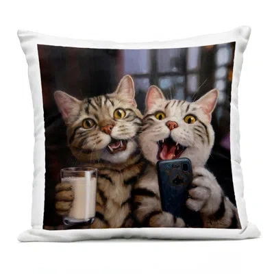 Stupell Industries Rabbit In Relaxing Bubble Bath Outdoor Printed Pillow, Design By Lucia Heffernan