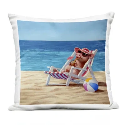 Stupell Industries Rabbit In Relaxing Bubble Bath Outdoor Printed Pillow, Design By Lucia Heffernan