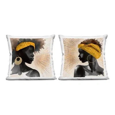 Stupell Industries Radiant Portraits Of Women 2 Piece Decorative Printed Throw Pillow Set, Design By Cad Designs In Black