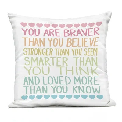 Stupell Industries Rainbow Confidence Phrases Design By Sweet Melody Designs Outdoor Printed Pillow In Pink
