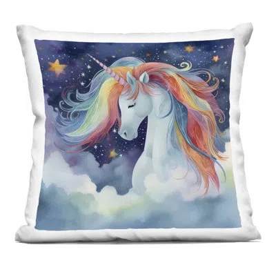 Stupell Industries Rainbow Mane Unicorn In Clouds Decorative Printed Throw Pillow, Design By Creative Studio, 18 X 7 X  In Blue