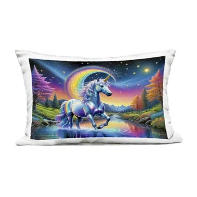 Stupell Industries Rainbow Prism Unicorn Outdoor Printed Pillow, Design By Tabz Jones, 14 X 7 X 20 In Blue