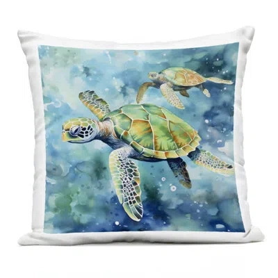 Stupell Industries Rainbow Turtle Reef Outdoor Printed Pillow Design By Lsr Creative Studio In Blue Turtles