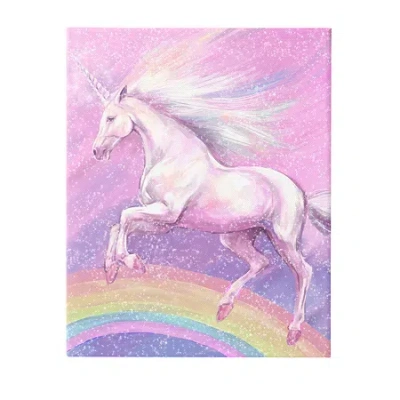 Stupell Industries Rainbow Unicorn Scene Canvas Art In Purple