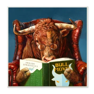 Stupell Industries Reading Longhorn Bull Red Sofa Animal Farm Literaturelucia Heffernan In Wall Plaque