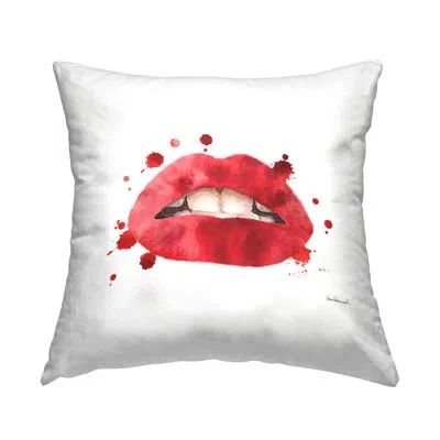 Stupell Industries Red Lips Fashion Makeup Glam Decorative Printed Throw Pillow By Amanda Greenwood