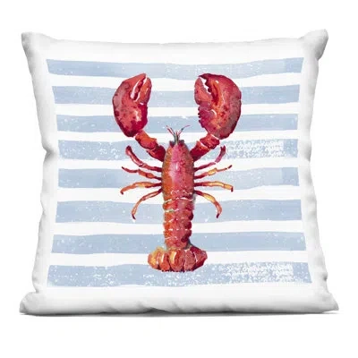 Stupell Industries Red Lobster On Blue Stripes Decorative Printed Throw Pillow, Design By Patricia Pinto