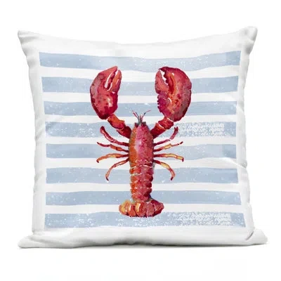 Stupell Industries Red Lobster On Blue Stripes Outdoor Printed Pillow, Design By Patricia Pinto