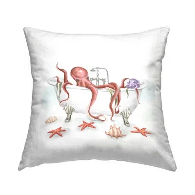 Stupell Industries Red Octopus Swimming Bathtub Nautical Sea Life Printed Throw Pillow Design By Ziwei Li