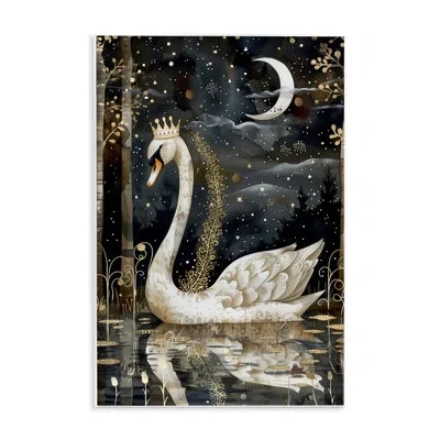Stupell Industries Regal Swan Moonlight Wall Plaque Art By The Dutch Lady In Gold