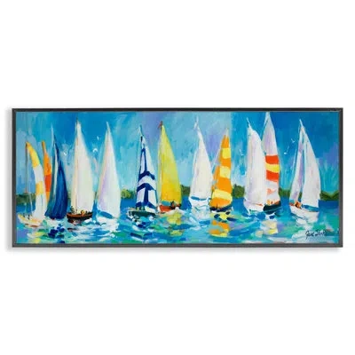 Stupell Industries Regatta Sailboat Fleet By Jane Slivka In Midnight Black Framed Giclee