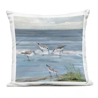 Stupell Industries Relaxed Sandpipers On Shore Design By Sally Swatland Outdoor Printed Pillow In Blue
