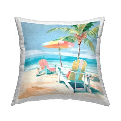 Stupell Industries Relaxing Summer Shore View Outdoor Printed Pillow By Irena Orlov In Blue