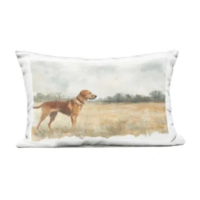 Stupell Industries Retriever Dog In Open Field Outdoor Printed Pillow, Design By Petal Prints Design In Brown