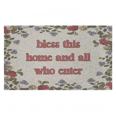 Stupell Industries Retro Bless This Home Florals Outdoor Door Mat, Design By Lil' Rue, 30"