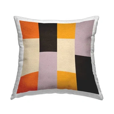 Stupell Industries Retro Blocked Mid Century Modern Squares Outdoor Printed Pillow By Daphne Polselli In Black;white;beige;orange