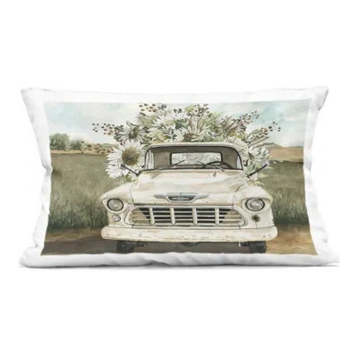 Stupell Industries Retro Country Flowers Delivery Decorative Printed Throw Pillow, Design By Cindy Jacobs, 14 X 7 X 20 In Green Country Flowers