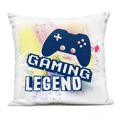 Stupell Industries Retro Gaming Legend Design By Marcus Prime Outdoor Printed Pillow In Blue