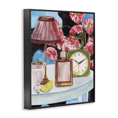 Stupell Industries Retro Glow Still Life Giclee Art, Design By Melissa Wang In Midnight Black Framed Giclee