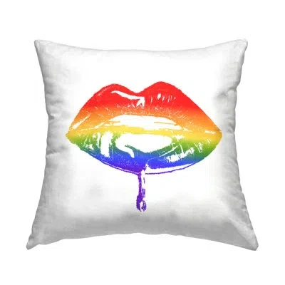 Stupell Industries Retro Puckered Rainbow Lips Cosmetic Kiss Printed Throw Pillow Design By Amaya