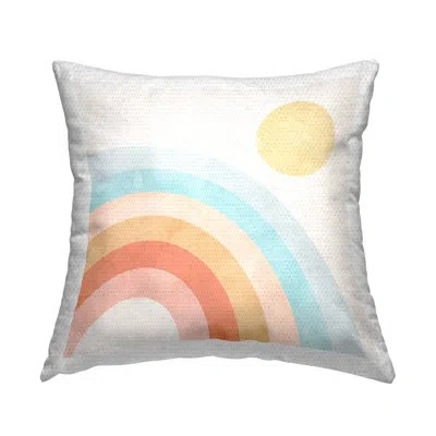 Stupell Industries Retro Rising Sun Pastel Arch Rainbow Outdoor Printed Pillow By Daphne Polselli In Blue;red;yellow;pink
