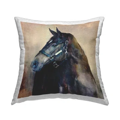 Stupell Industries Ritzy Black Horse Outdoor Printed Pillow By Marilyn Hageman