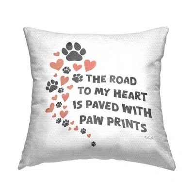 Stupell Industries Road To My Heart Outdoor Printed Pillow By Lauren Rader In White