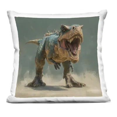 Stupell Industries Roaring T-rex In Green Decorative Printed Throw Pillow, Design By Wumples